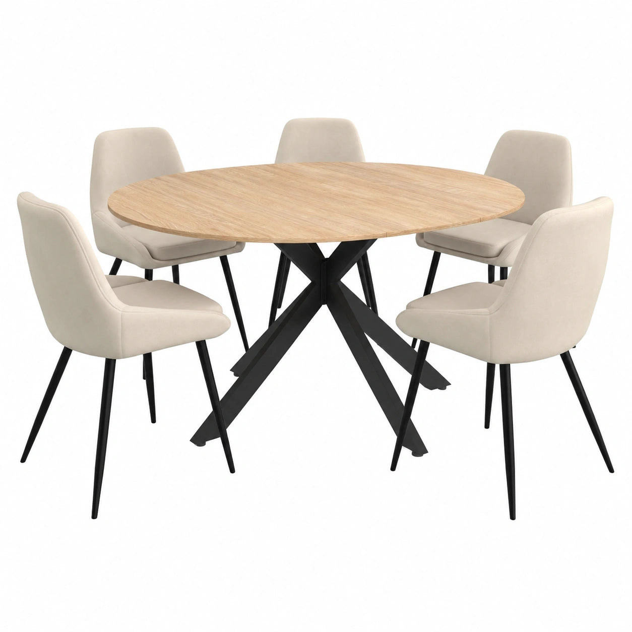 table-a-manger-ronde-extensible-avec-chaises-en-velours-beige-vwrwln8120sl